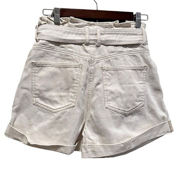 We the Free Denim Paper Bag Super High Waist Tie Cream Shorts Women’s Size XS - Picture 6 of 8